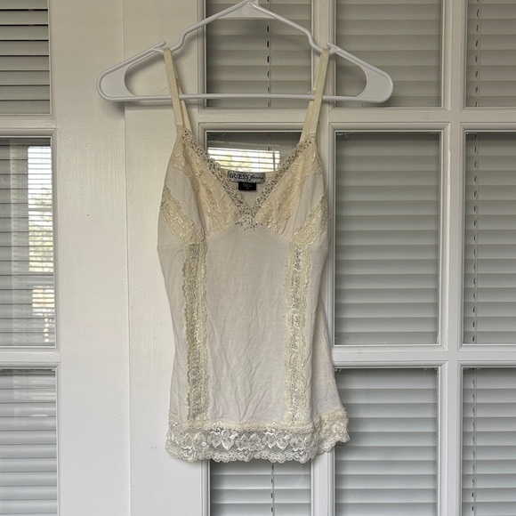 Guess Tops - Authentic Early 2000s GUESS Jeans Jeweled Lace Tank Top